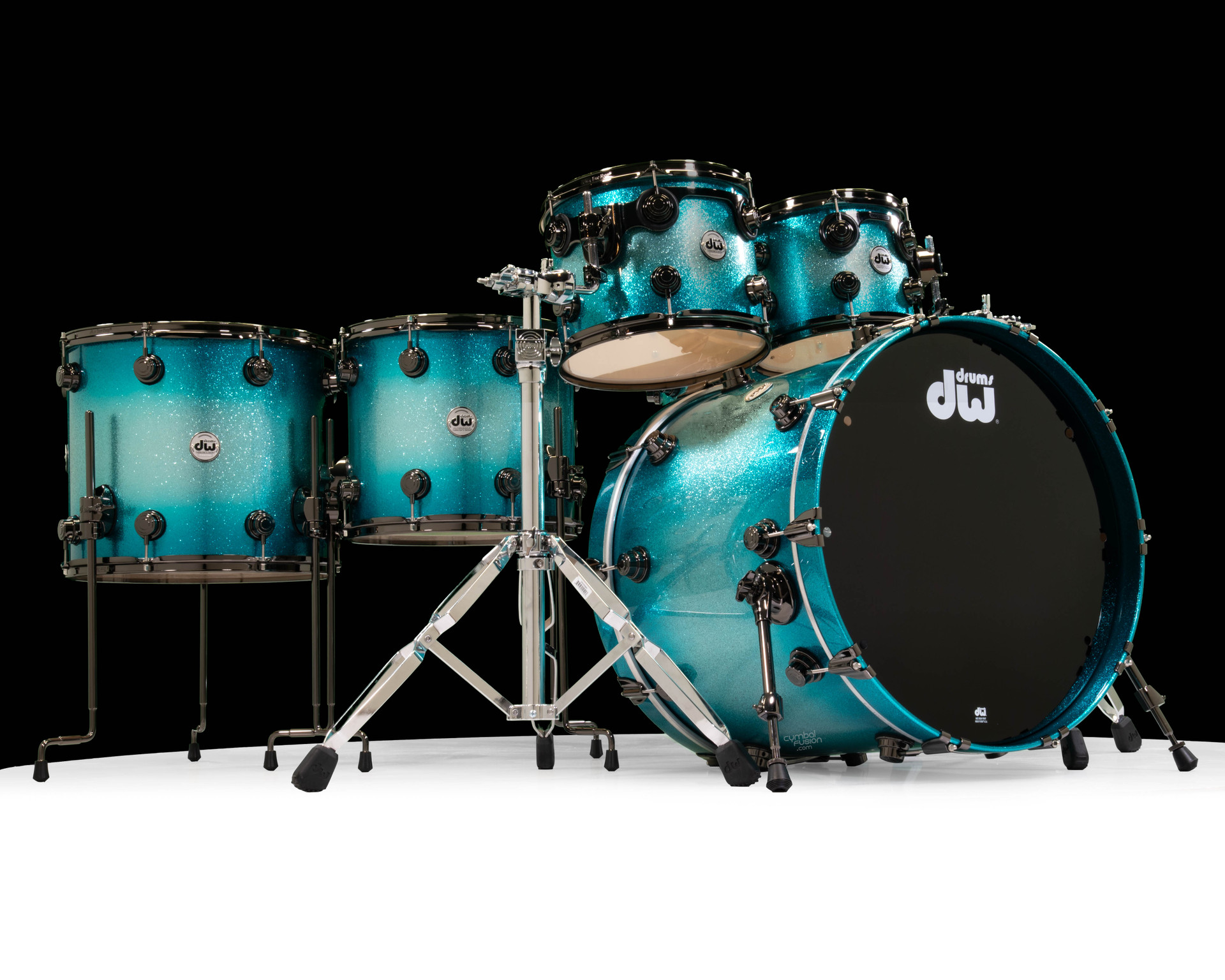 DW Collector's 6pc SSC Maple Kit - Exotic Turquoise Glitz w/Black