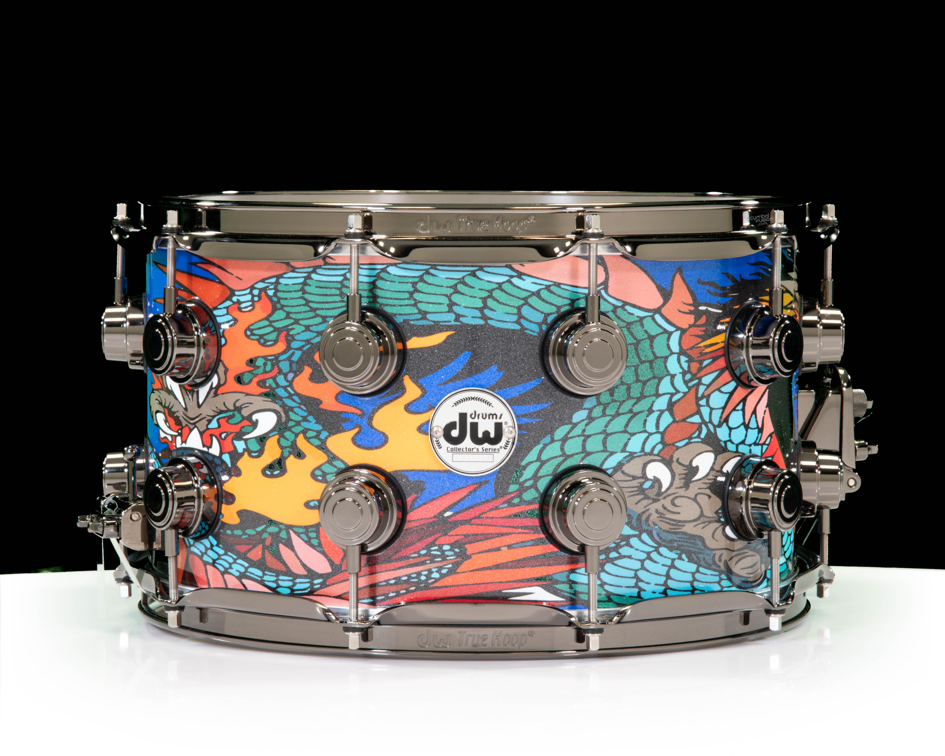 DW Collector's 6.5x14 Brass Snare Drum - Custom Wrap - Blue Dragon