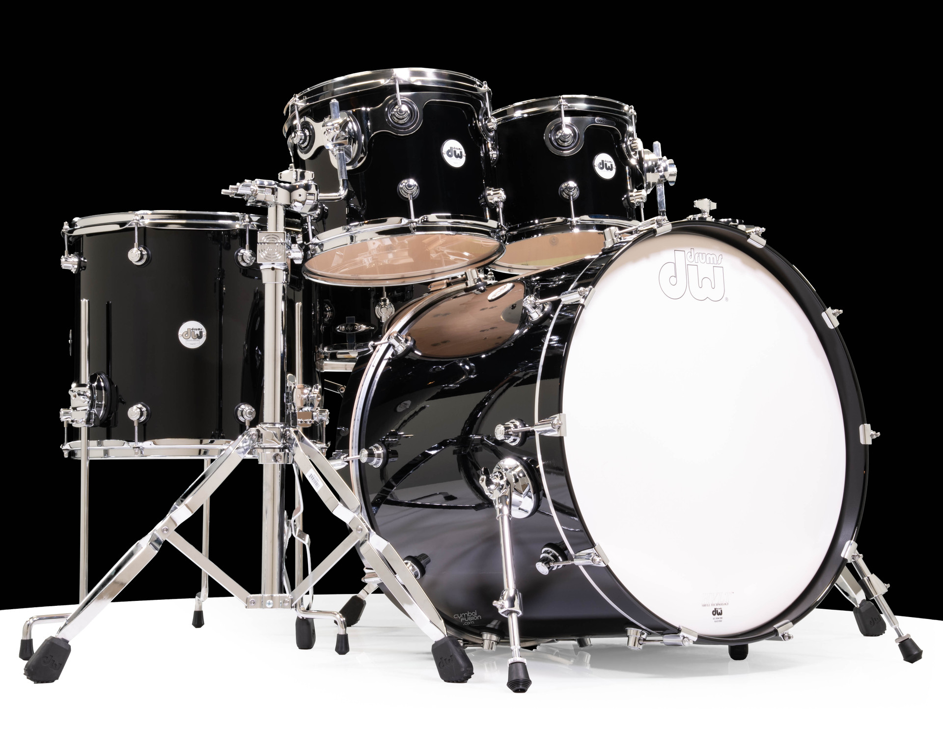 DW Design Series Drum Set 5pc - Piano Black - CymbalFusion Exclusive