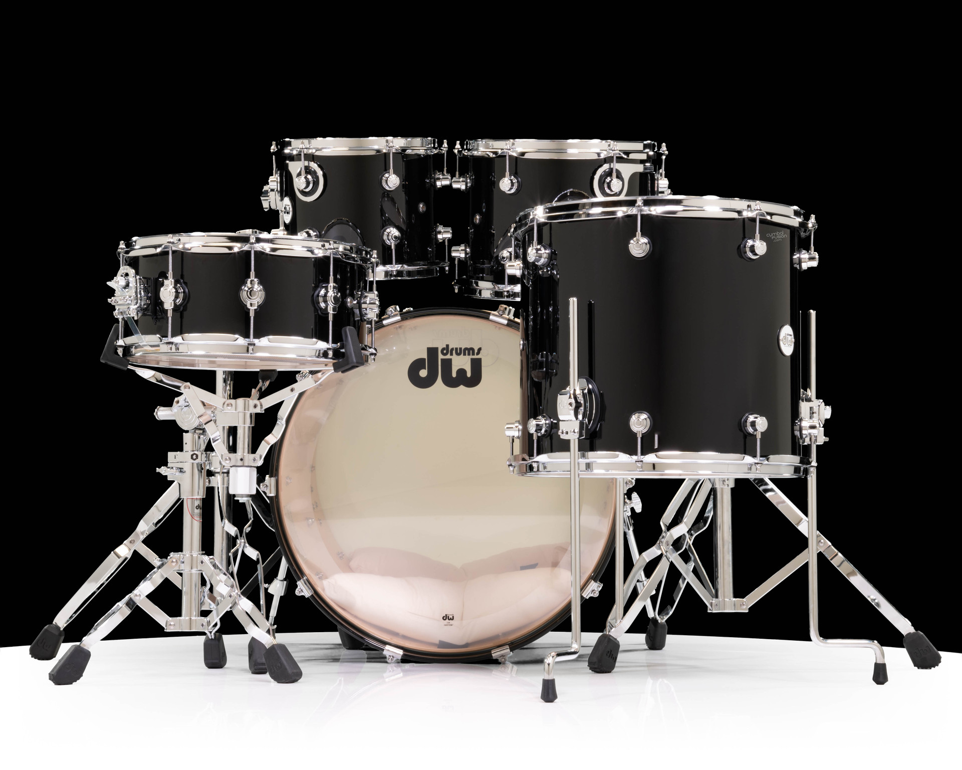 DW Design Series Drum Set 5pc - Piano Black - CymbalFusion Exclusive