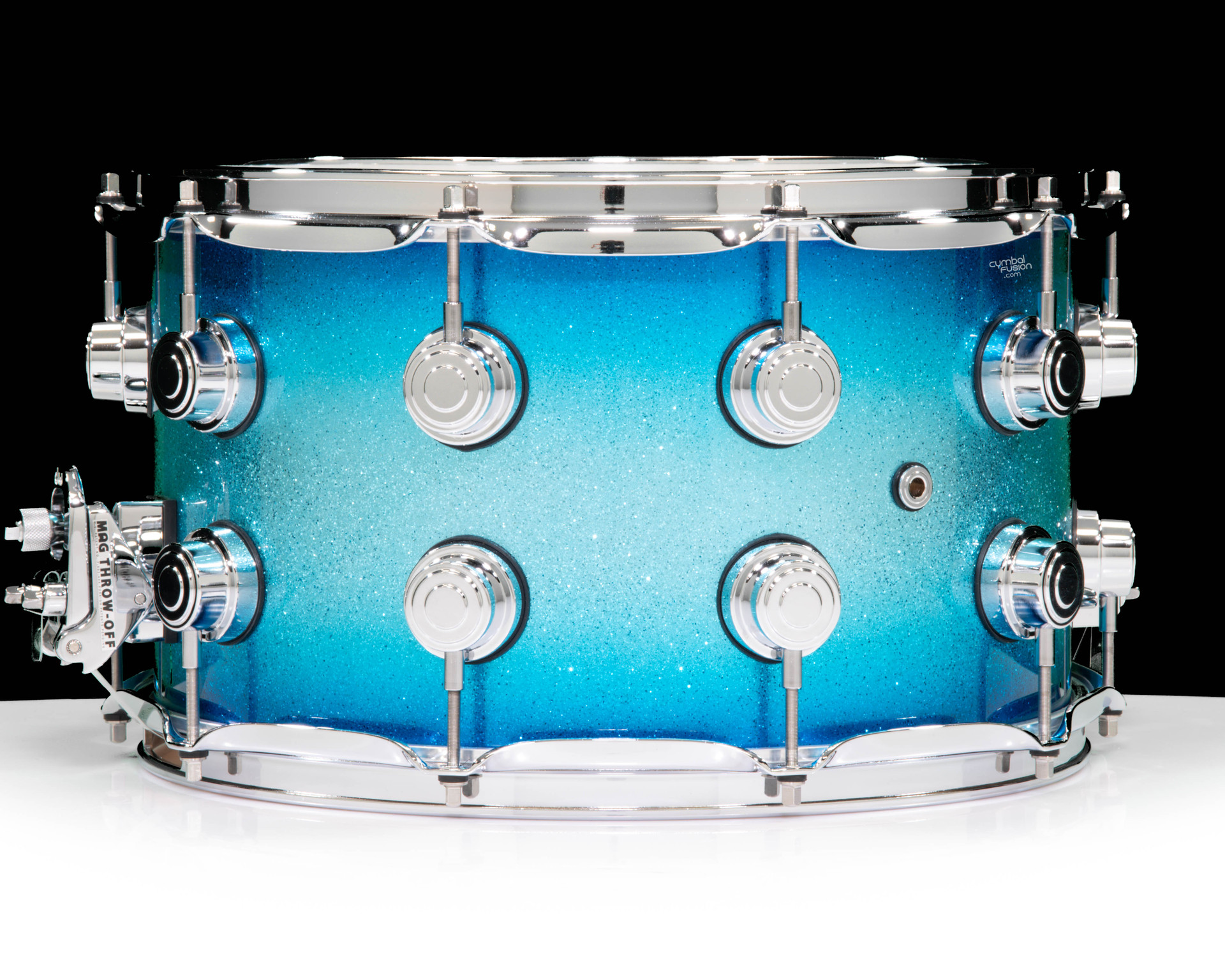 DW Collector's 8x14 Maple SSC Snare Drum-Blue Glitz Lacquer w