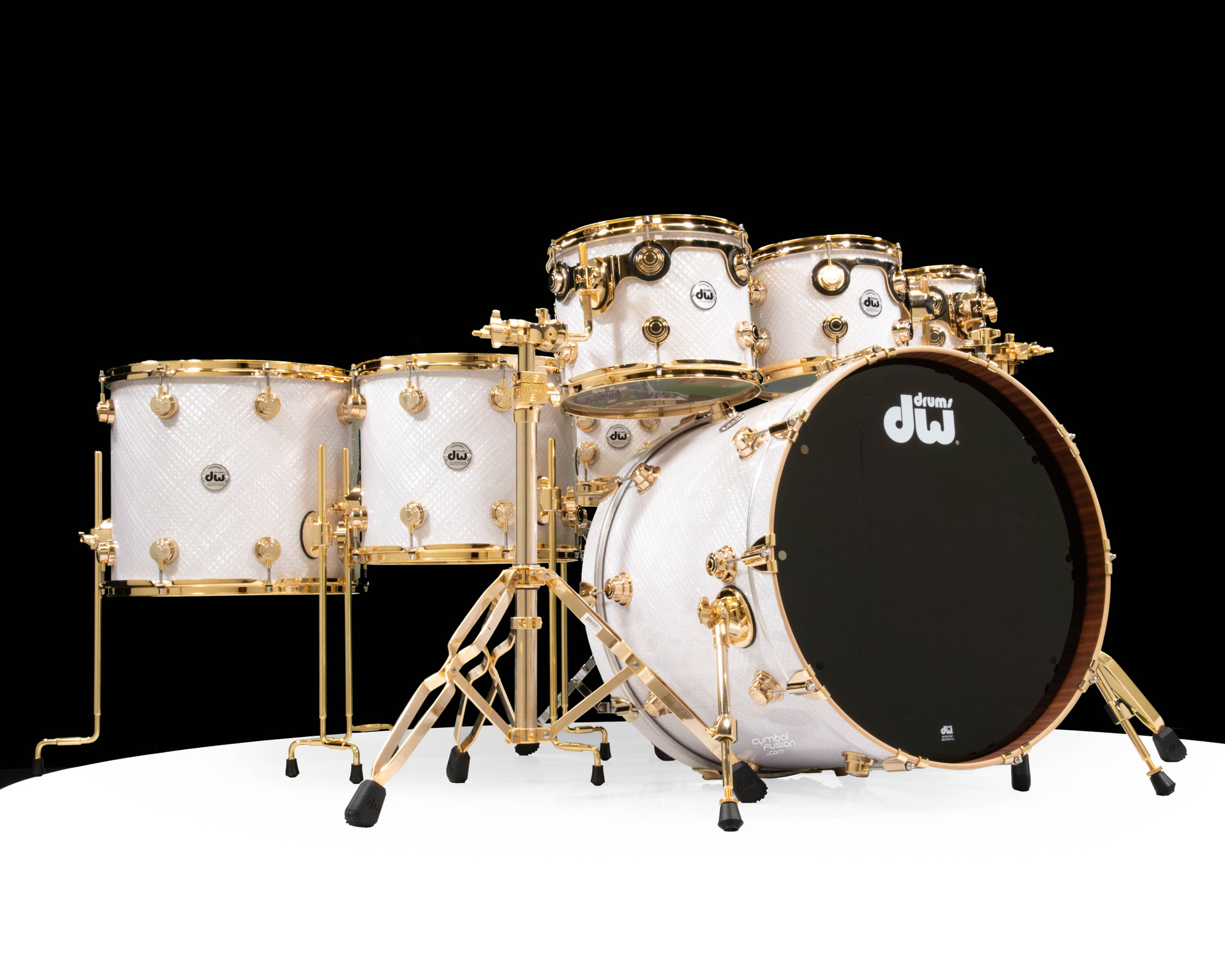 DW Collector's 7pc Maple/Mahogany Kit - White Crystal w/Gold HW