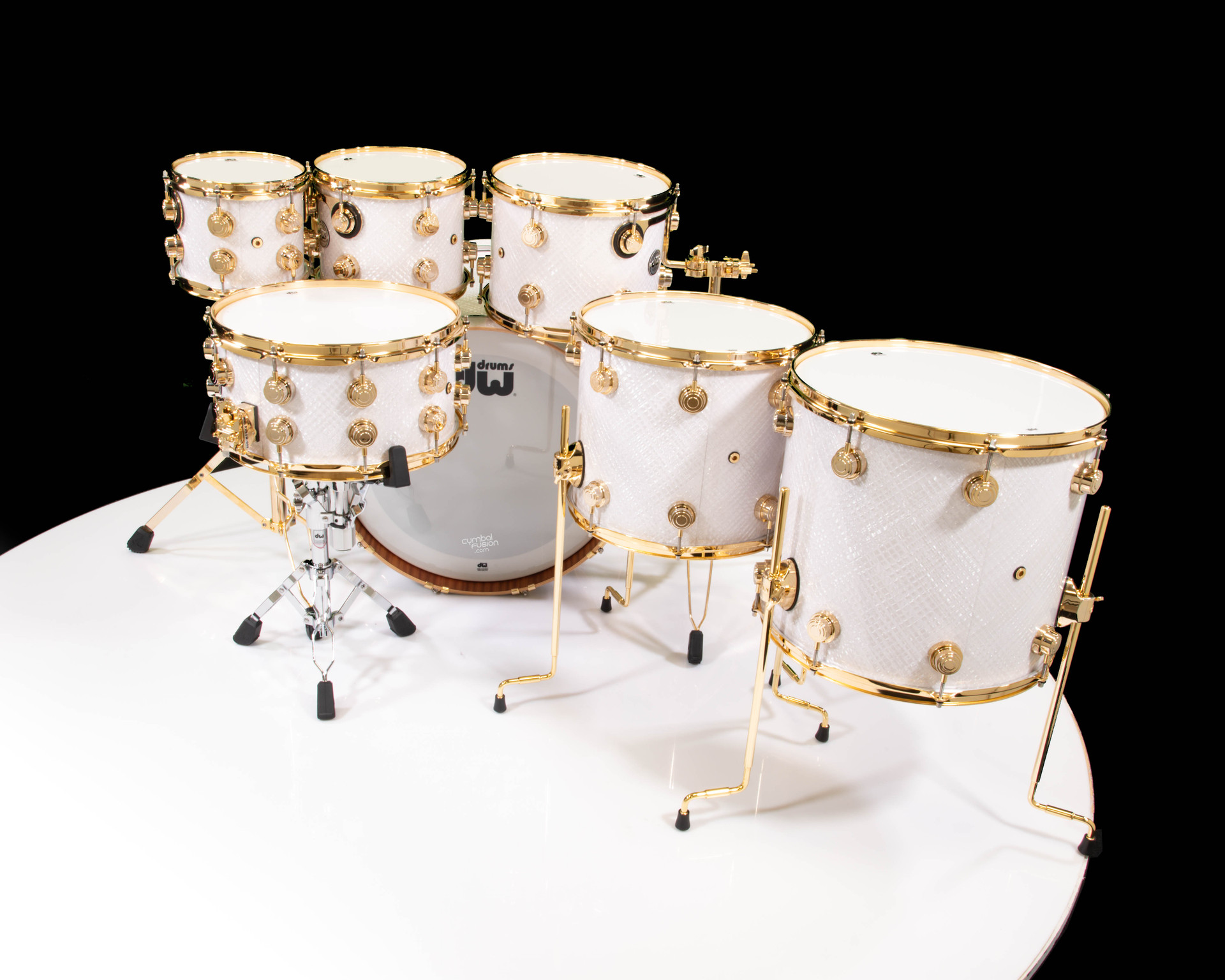 DW Collector's 7pc Maple/Mahogany Kit - White Crystal w/Gold HW