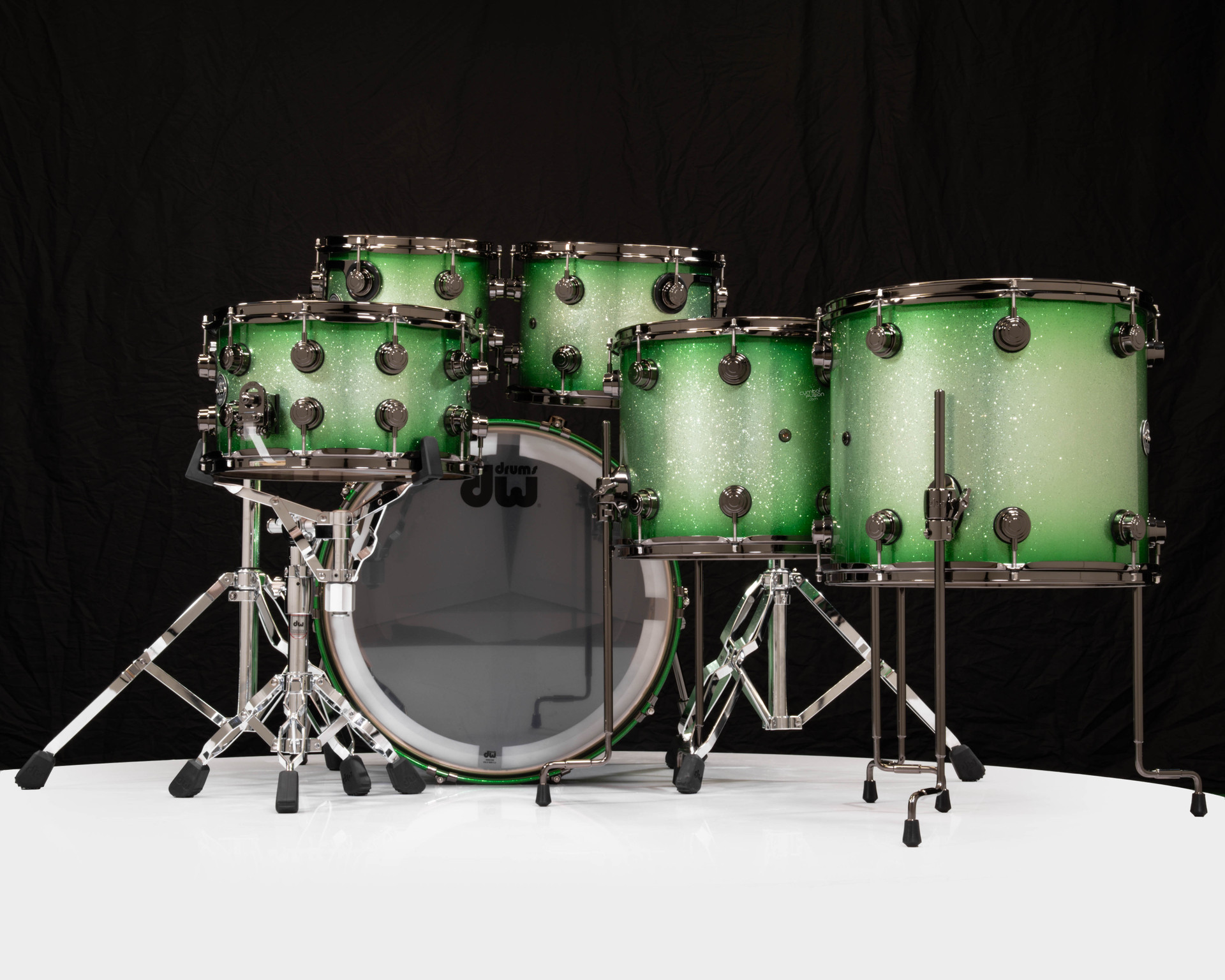 DW Collector's 6pc SSC Maple Kit - Green Glitz Burst w/Black
