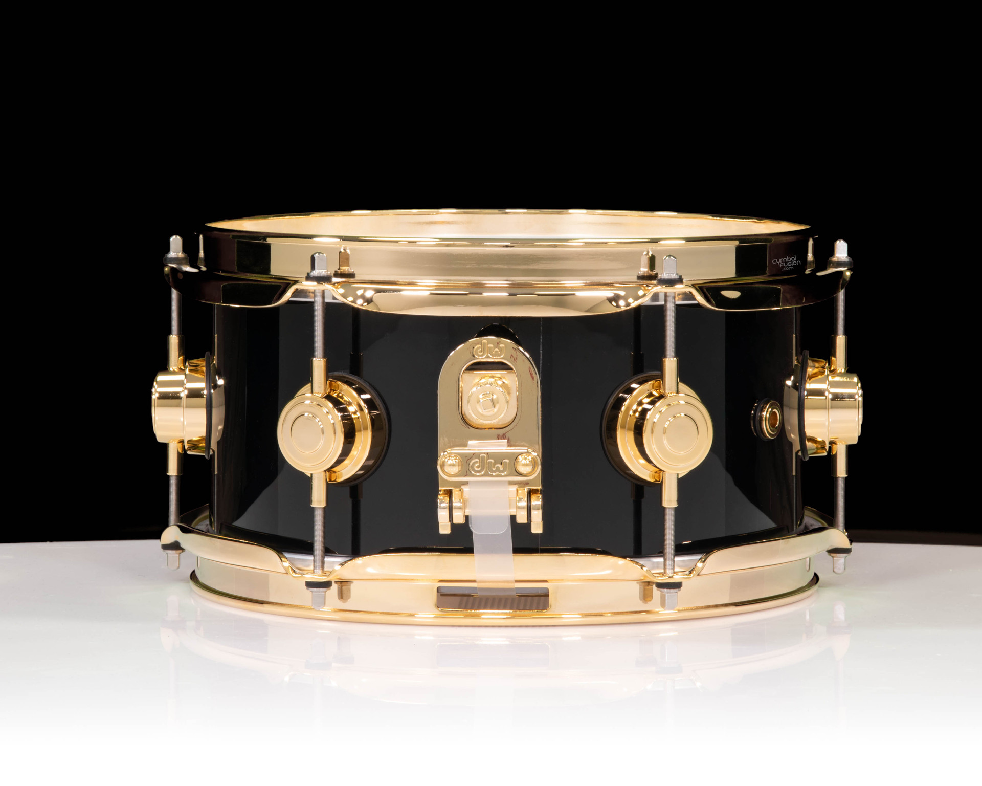 DW Collector's 5x10 SSC Gloss Black Snare - Gold Hardware