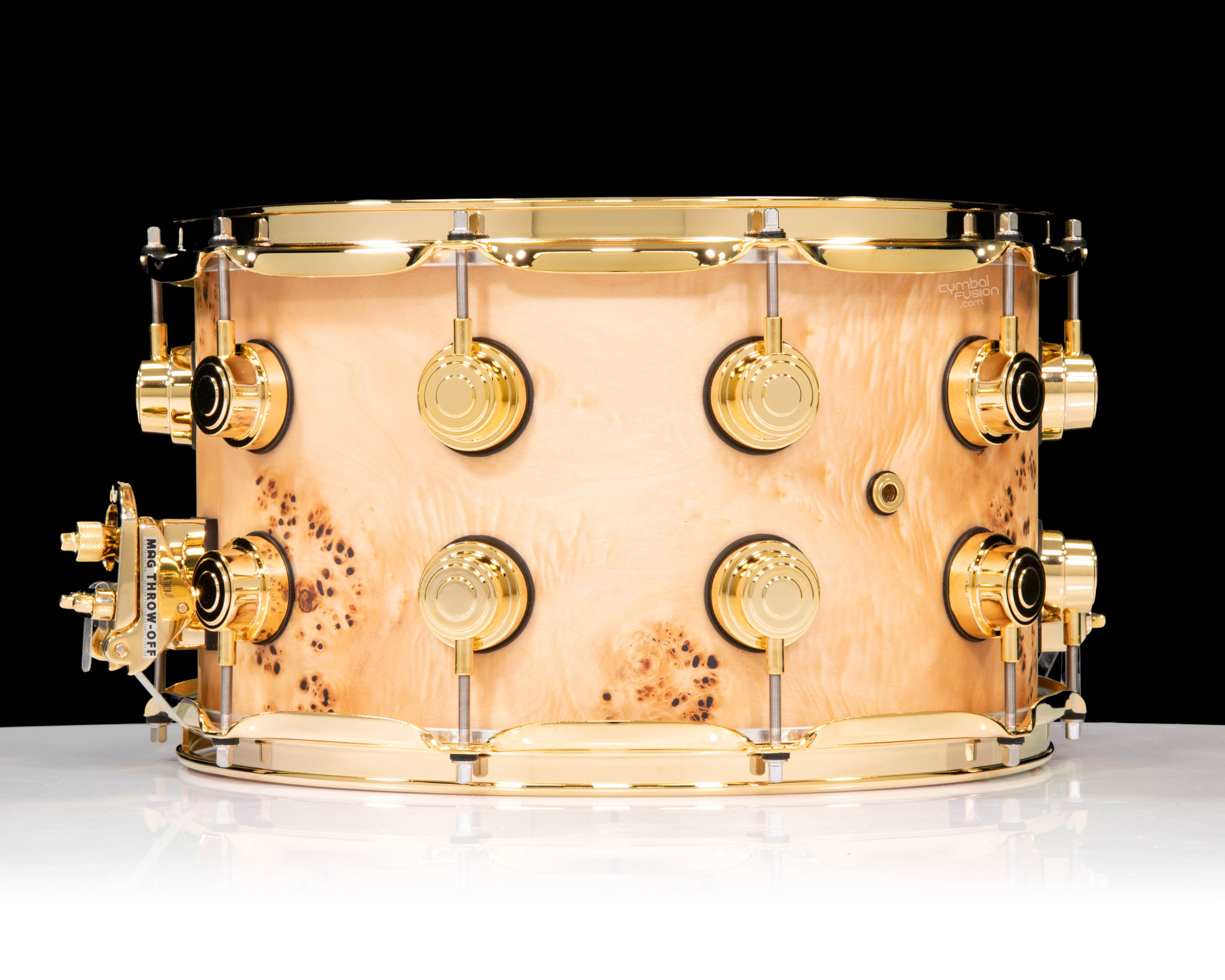 drummermanさま専用ヴィンテージ カウベル ゴールド DW Collector's 8x14 Natural Hard Satin over Mapa Burl - Gold