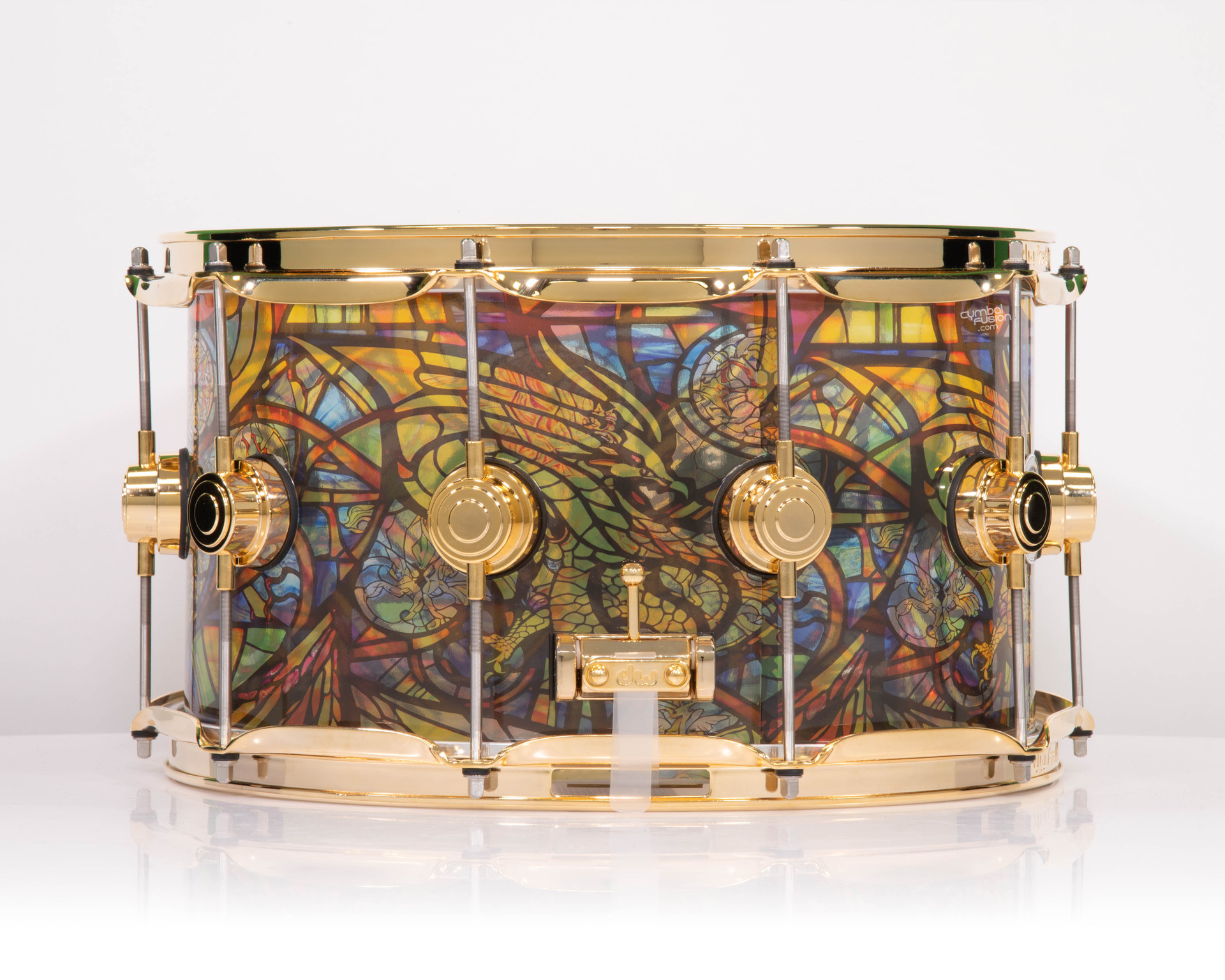 激レア STUDIOwad od.spt グラス DW Collector's Stained Glass Dragon Acrylic 8x14 Snare - Gold