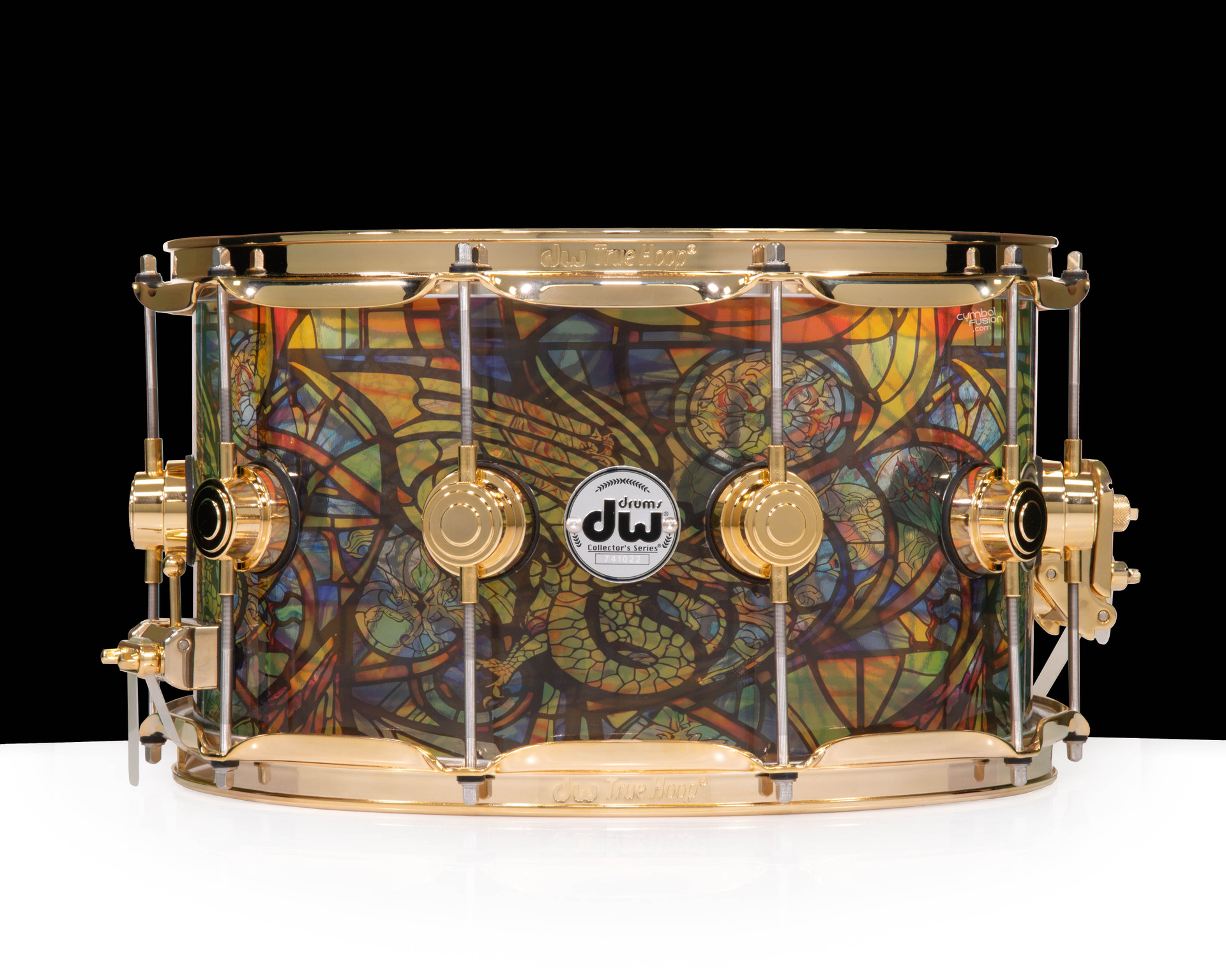DW Collector's Stained Glass Dragon Acrylic 8x14 Snare - Gold