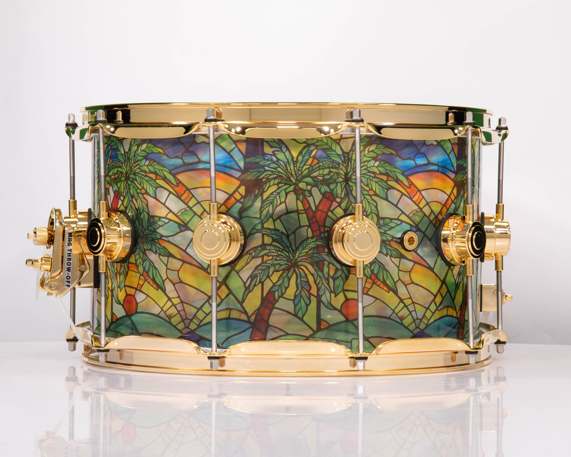 DW Collector's Stained Glass Palm Tree Acrylic 8x14 Snare - Gold