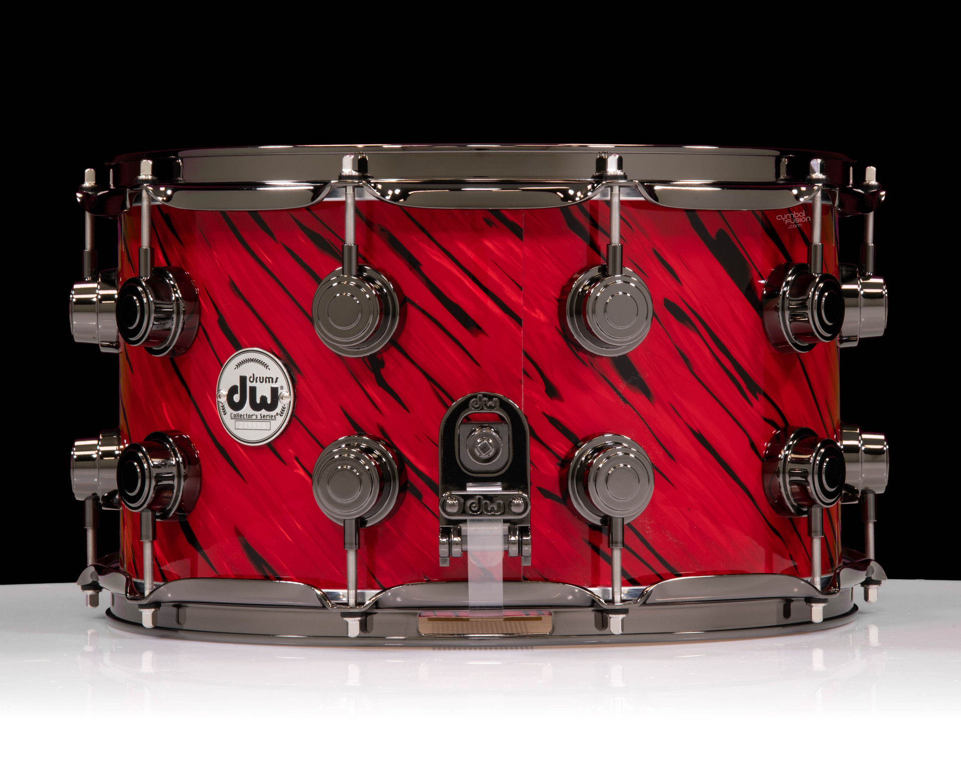 DW Collector's SonicPly 8x14 Snare - Twisted Red Lava with Black