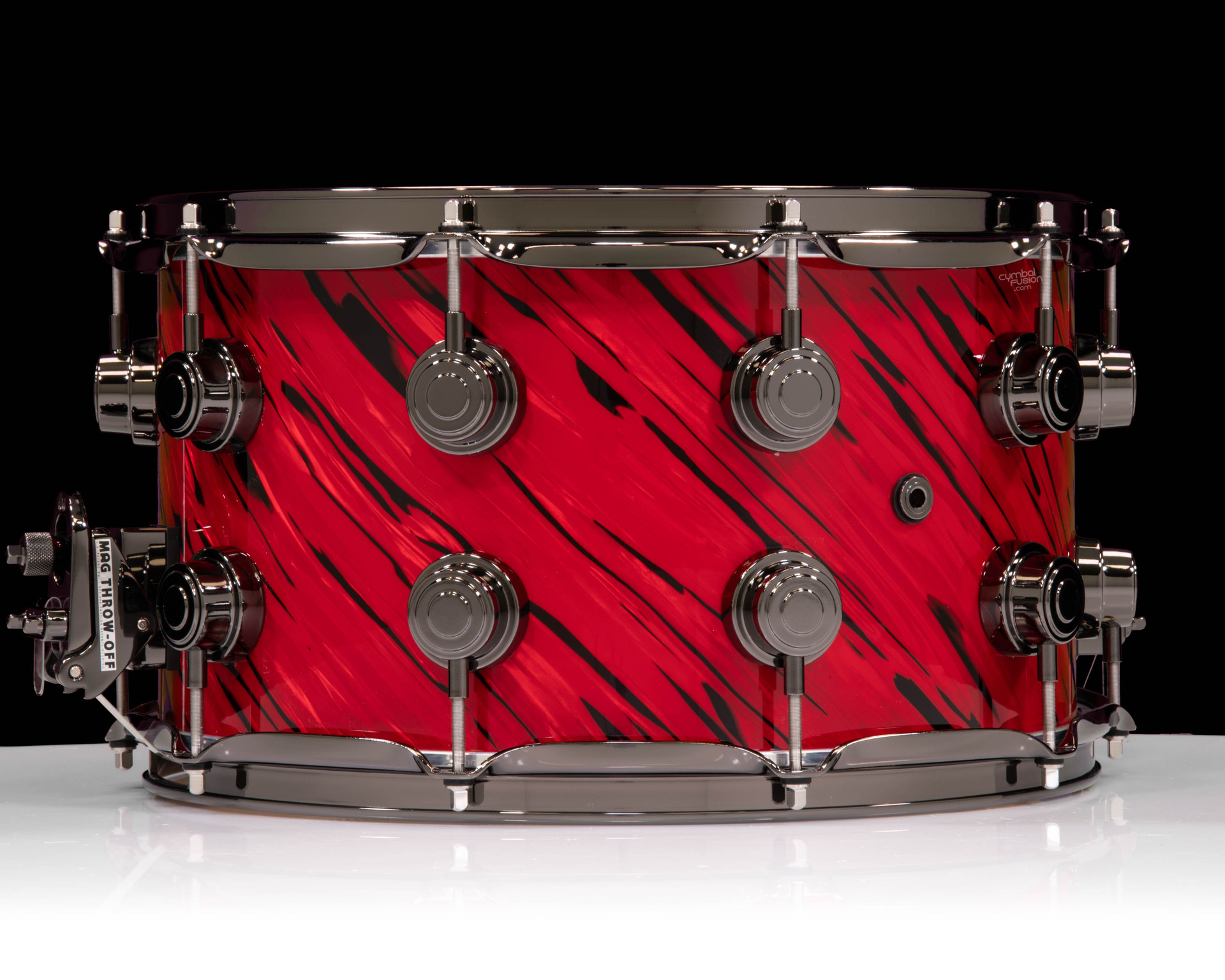 DW Collector's SonicPly 8x14 Snare - Twisted Red Lava with Black