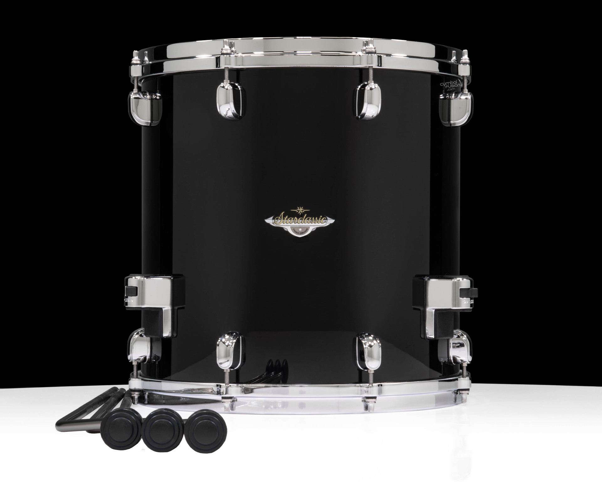 パーツ tom Tama Starclassic Maple 14”x14” Floor Tom – Piano Black w/ Chrome