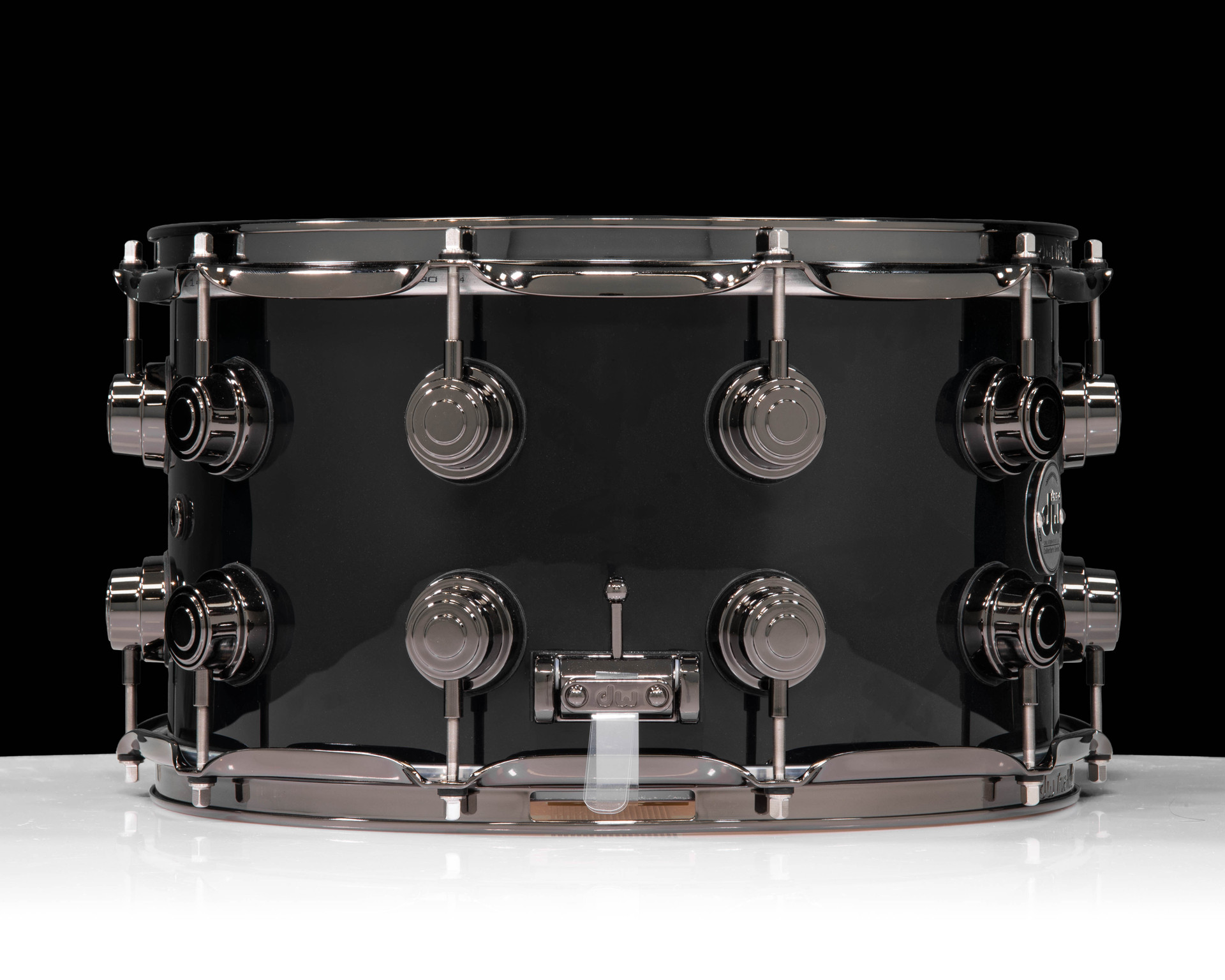 Used Collectors Snare 8x14 Maple 333 Black Finish Ply W/ Black