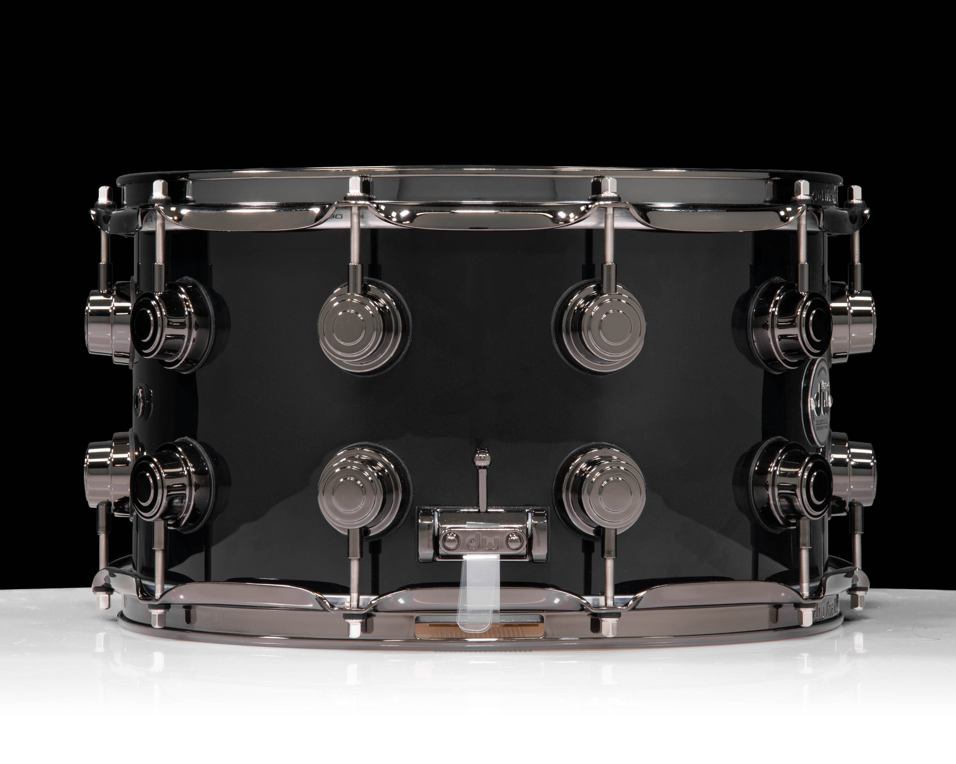 Used Collectors Snare 8x14 Maple 333 Black Finish Ply W/ Black
