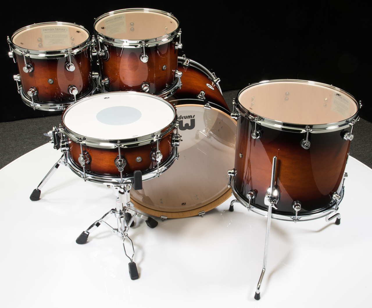 dw drums tobacco burst USED 2002 Pre-Collectors Series Drum Set in projection and attack DW Design Series Drum Set