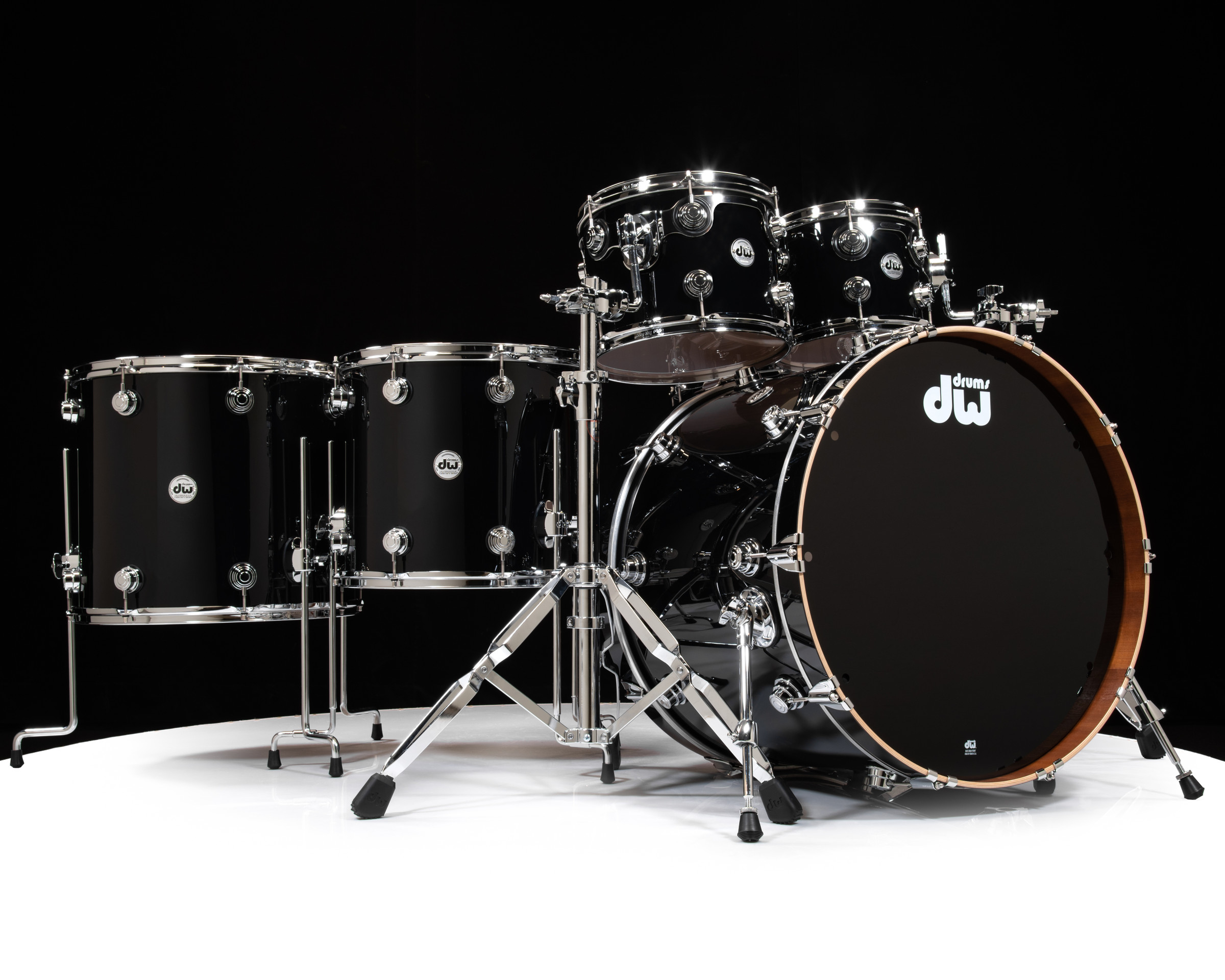 DW Collector's 6pc Maple/Mahogany Gloss Black 10/12/16/18/24/14SD