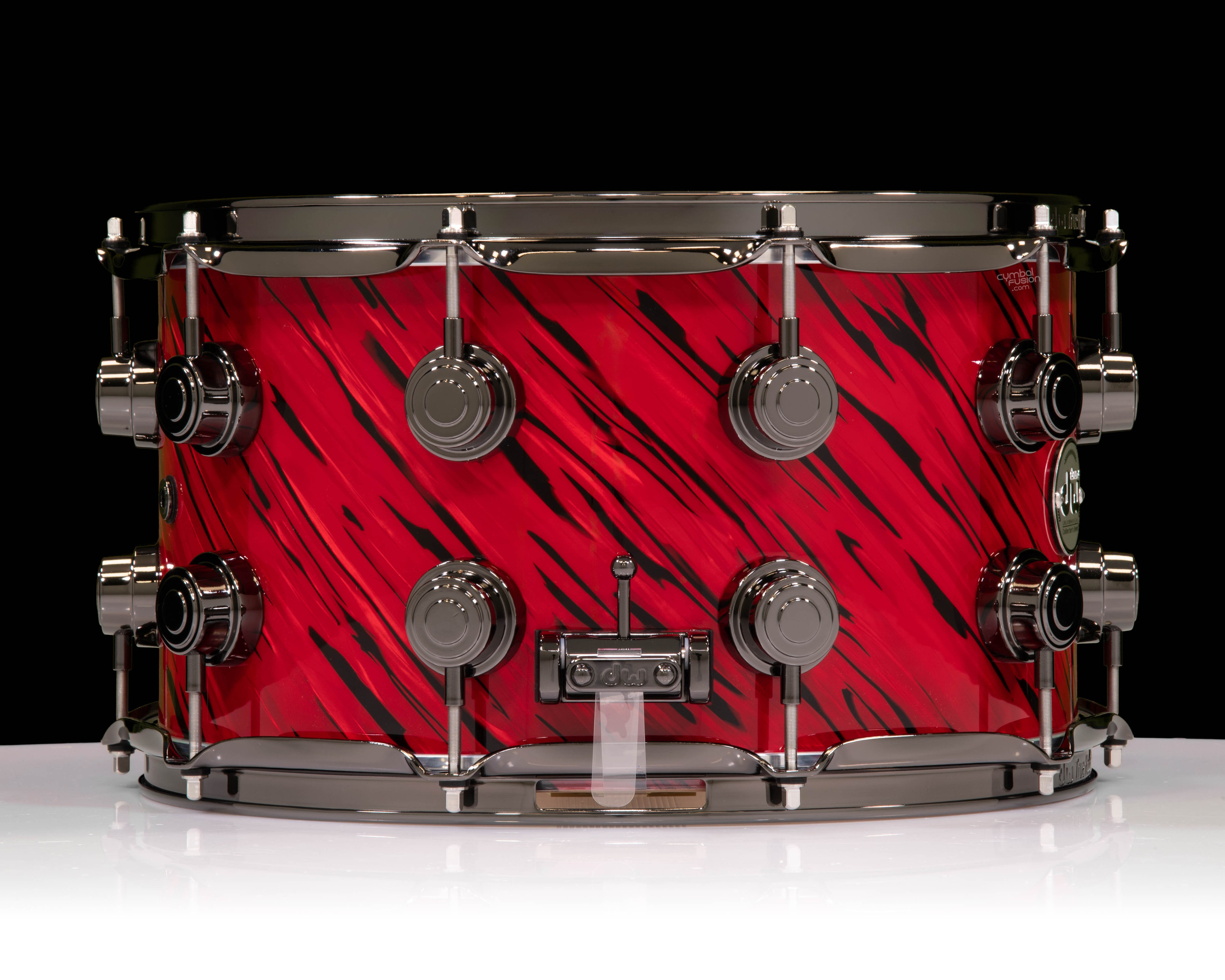 DW Collector's SonicPly 8x14 Snare - Twisted Red Lava with Black