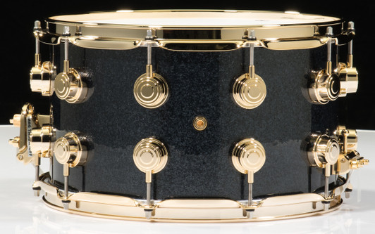 Dw Collectors 8x14 Vlt Snare Gun Metal Glass Sparkle Wgold Hw 