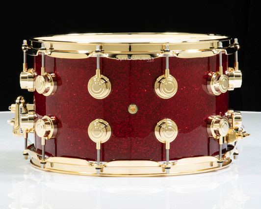 DW Collector's Series 8x14 VLT Snare - Ruby Glass w/ Gold HW