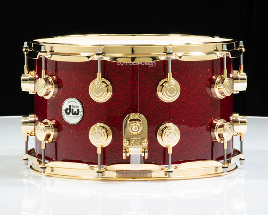 DW Collector's Series 8x14 VLT Snare - Ruby Glass w/ Gold HW
