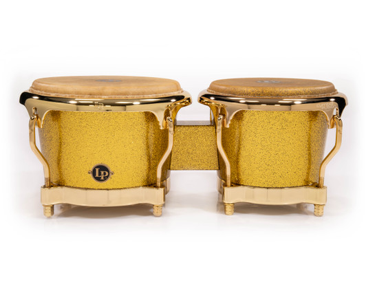 LP Galaxy Fiberglass Bongos Gold Sparkle with Gold Hardware