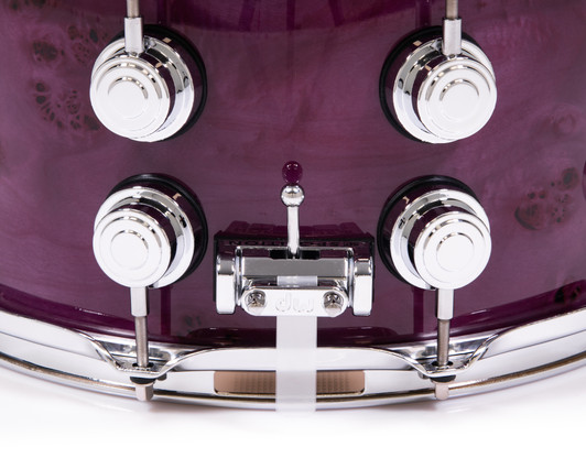 DW Collector's  7x14 Maple Snare - Transparent Lavender over Mapa Burl