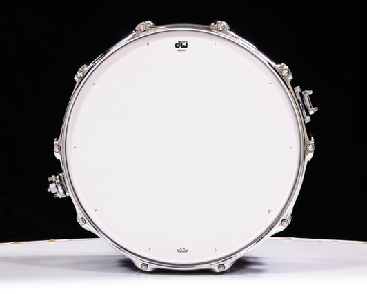 DW Collector's  7x14 Maple Snare - Transparent Lavender over Mapa Burl