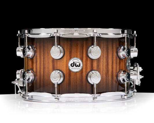 DW Collector's Series 8x14 Snare Drum Black Burst Over Monkey Pod