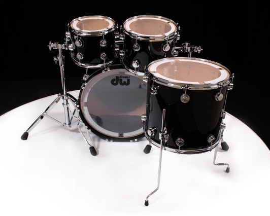 DW Collector's 4pc Maple Kit - Gloss Black w/ Chrome HW 10/12/16/22