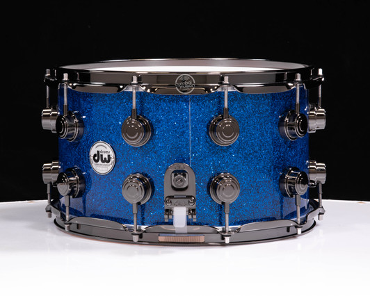 DW Collector's SSC Maple 8x14 Snare - Blue Glass w/Black Nickel HW