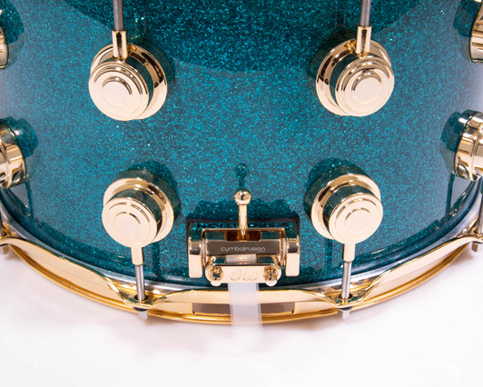 DW Collector's 8x14 SSC Maple Snare- Teal Glass - Gold Hardware