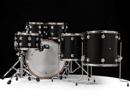 DW Collector's 6pc Maple/Mahogany Gloss Black 10/12/16/18/24/14SD