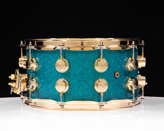 DW Collector's 7x14 SSC Maple Snare - Teal Glass w/Gold HW