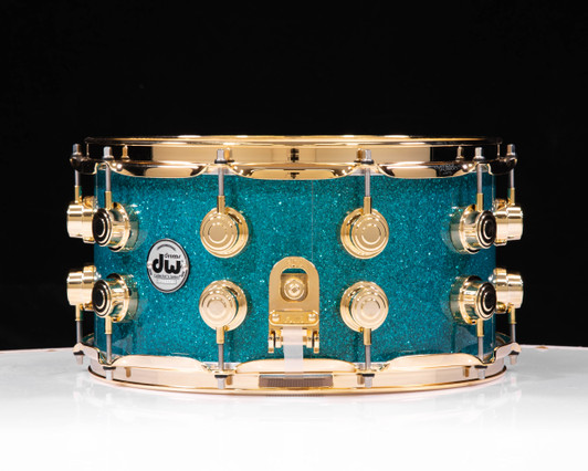 DW Collector's 7x14 SSC Maple Snare - Teal Glass w/Gold HW