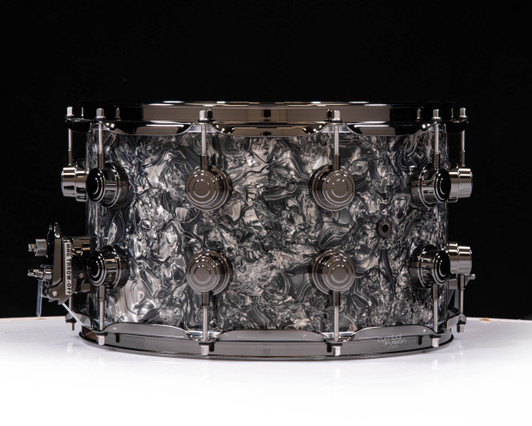 DW Collector's 8x14 SSC Maple Snare - Silver Abalone w/Black Nickel