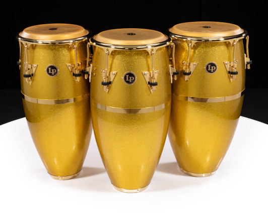 LP Galaxy Fiberglass with Gold Sparkle with Gold Hardware Conga Set