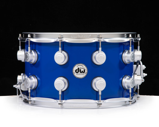 DW Brass Snare Drum 8x14 Gold Hardware - Yama Blue 