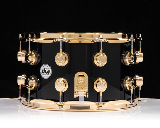 DW Collector's Maple SSC Maple 8x14 Snare Drum - Gloss Black w/Gold