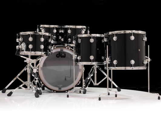 DW Collector's 6pc Maple SSC Kit - Gloss Black w/Chrome HW