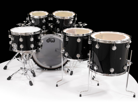 DW Collector's 6pc Maple SSC Kit - Gloss Black w/Chrome HW