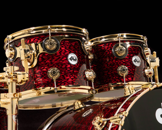 DW Collector's Maple/Mahogany 5pc Kit- Red Silk Onyx w/Gold Hardware