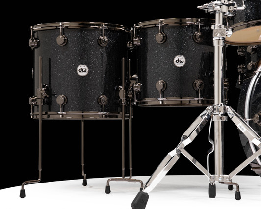 DW Collector's 7pc SSC Maple Shell Pack - Black Ice with Black Nickel (1381851) floor tom closeup