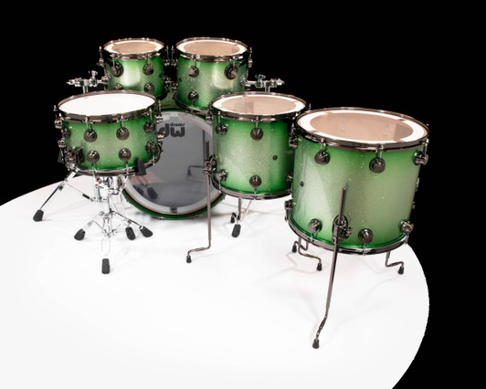 DW Collector's 6pc SSC Maple Kit - Green Glitz Burst w/Black Nickel
