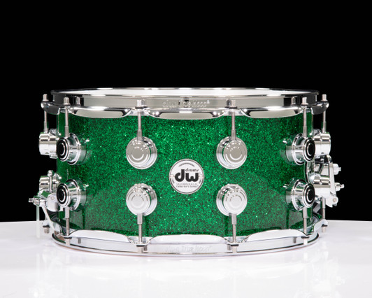 DW Collector's 7x14 Maple SSC Snare Drum - Green Glass w/Chrome 