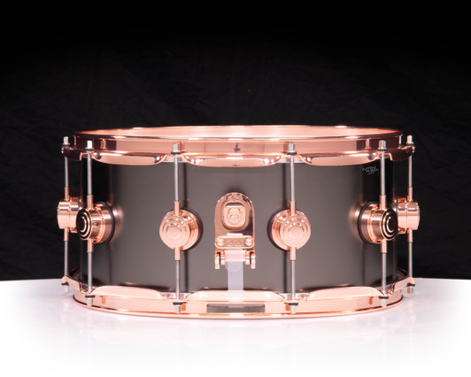 DW Collector's 6.5x14 Satin Black over Brass Snare - Copper Hardware