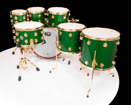 DW Collector's Maple Mahogany 7pc Green Glass with Gold
