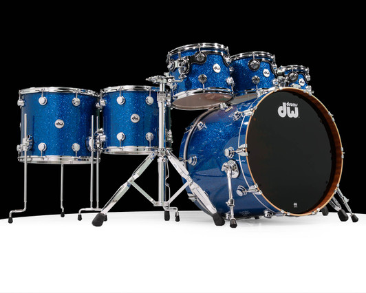 DW Collector's 6pc Maple Mahogany Shell Pack - Blue Glass front view