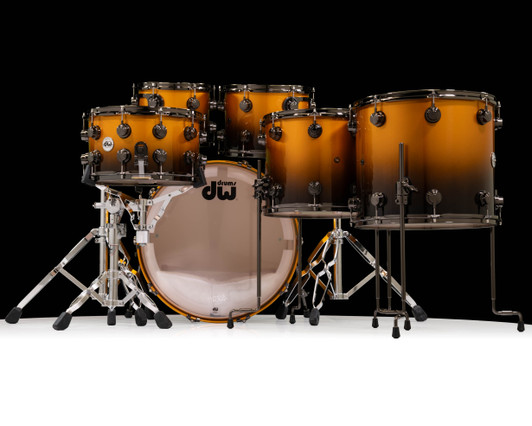 DW Collector's Series 6pc Maple SSC Vegas Gold to Piano Black Fade w/ Black Nickel