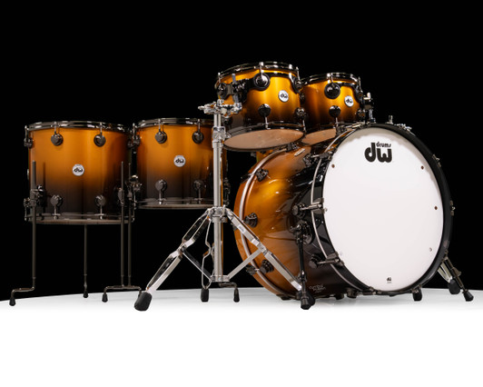 DW Collector's Series 6pc Maple SSC Vegas Gold to Piano Black Fade with Black Nickel Hardware