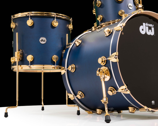 DW Collectors SSC Maple in Regal Blue Satin Oil with Gold Hardware 3pc 12/16/22